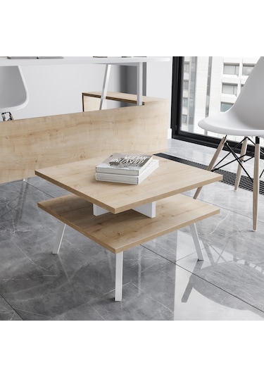 Lagomood İrony Ofis Sehpası Beyaz Meşe