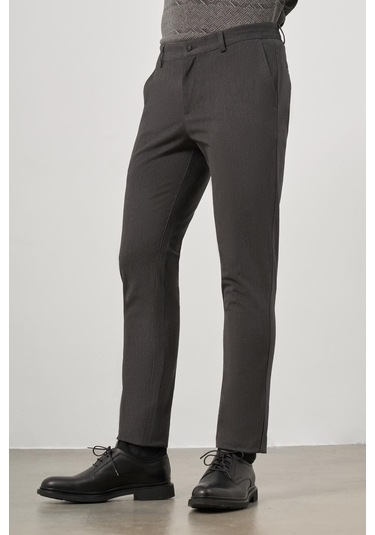 Koyu Antrasit Düz Gabardin Slim Fit Casual Pantolon 1003245102 Koyu Antrasit