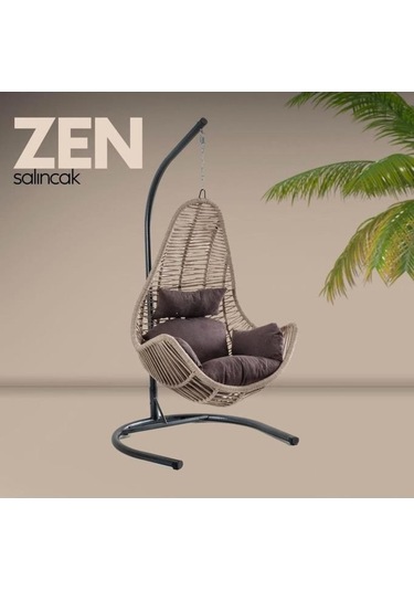 Zen Bahçe Ve Balkon Salıncağı Tek Kişilik Ekru Ekru