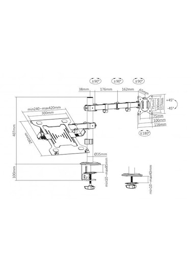 Dİzüstü Bilgisayar Tableti İle Monitör Kolu 17-32" 9 KG Maks.