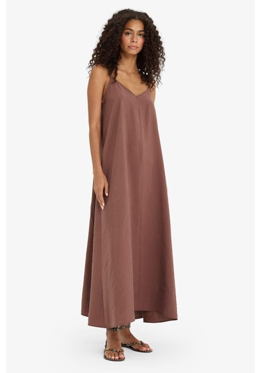 Defacto V Yaka Modal Askılı Maxi Elbise F6466ax25smbn166 Kahve Defacto V Yaka Modal Askılı Maxi Elbise F6466ax25smbn166 Kahve