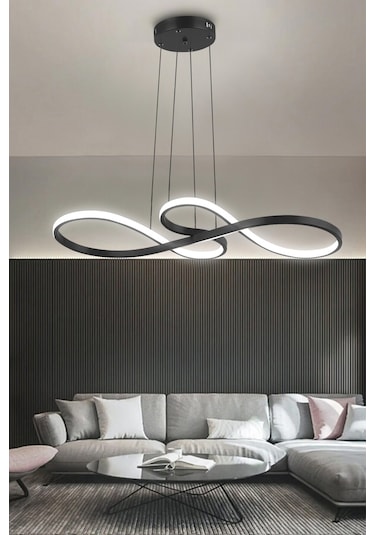 Yol Modern Sarkıt Mutfak, Balkon Led Avize - Kumandalı / Siyah Siyah