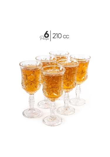 Mest Serin 6 Adet Ayaklı Cam Kahve Yanı Su Bardağı Seti 210 Cc Sade