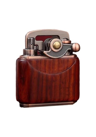 Sm-090t Vintage Benzinli Ahşap Çakmak Kestane Bronz