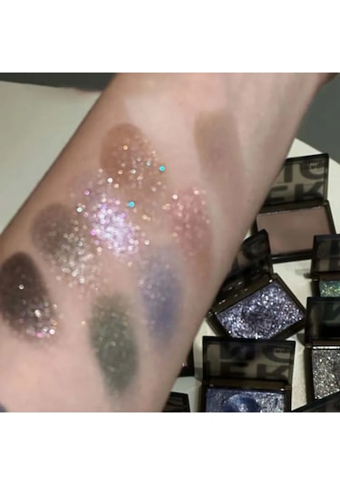 Köpüklü Glitter Mavi Göz Farı Paleti Fosforlu Siyah Gümüş Punk Dumanlı Göz Farı 04 3.2g 01