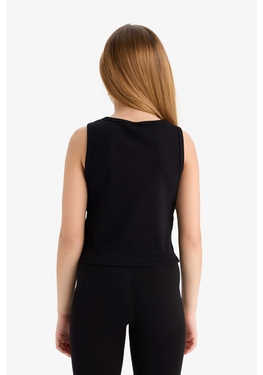 Defacto Kız Çocuk Bisiklet Yaka Basic Düz Atlet D9097a825hsbk81 Siyah