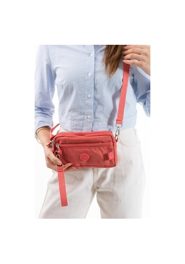 Klinkır Kumaş Mini Çapraz Askılı Kadın Çanta Yağmur Geçirmez El Askılı Çanta 20 10 Cm Mega Bag Turuncu