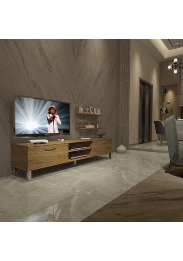 Decoraktiv Eko 4 Mdf Dvd Krom Ayaklı Tv Ünitesi Tv Sehpası Pera