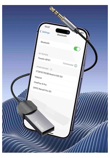 Toocki İvoomi Aux Bluetooth Mikrofonlu 3.5mm 5.0 Verici Araç Kiti