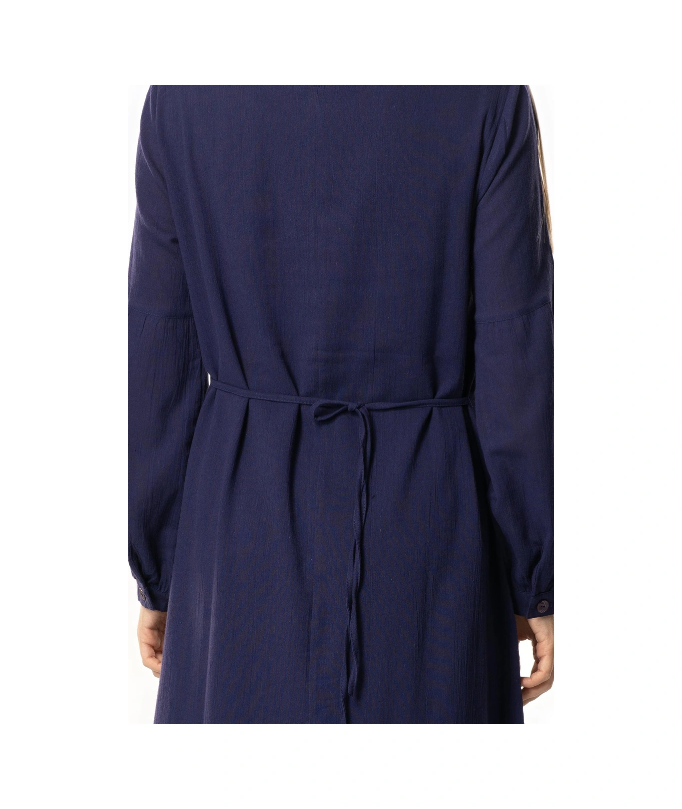 Uzun Kol Şile Bezi Gülşah Bisiklet Yaka Nakışlı Uzun Yazlık Elbise Mor Mor Mor