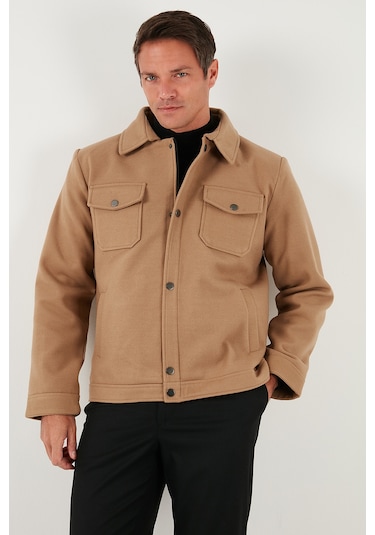 Buratti Slim Fit Ceket Yaka Astarlı Kaşe Erkek Kaban 58400347 Camel