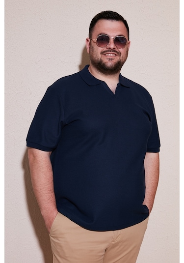 Buratti Büyük Beden Pamuklu Regular Fit Erkek Polo Yaka T Shirt 5902729B Indigo
