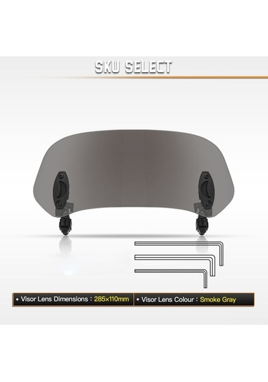 Pazly Evrensel Motosiklet Rüzgar Koruyucusu - 180 Ayarlanabilir, Gürültü Azaltıcı, Yağmura Dayanıklı 28.5x11cm, Küçük Boyutlu