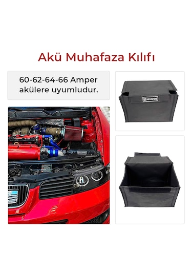 Akü Muhafaza Kılıfı Siyah 60ah-62ah-64ah-66ah Amper Uyumlu