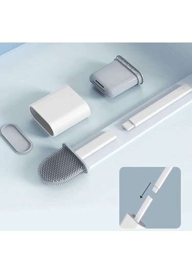 Tuvalet Fırçası Silikon Esnek Kaymaz Saplı Derinlemesine Temizlik Katlanabilir B Çok Renkli