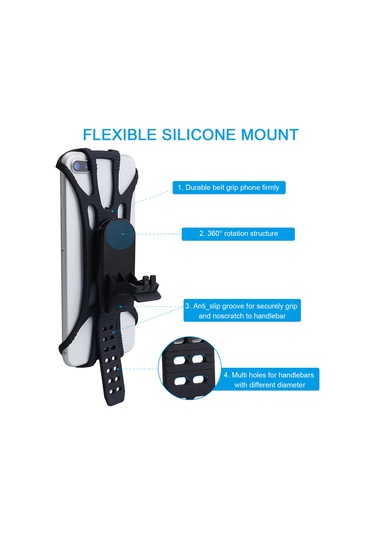 Springsun Selfie Çubuğu Bisiklet Telefon Tutucu 360 Dönebilen Silikon Bisiklet Telefon Tutucu Evrensel Motosiklet Gidon Tutucu İphone Uyumlu 11 Pro