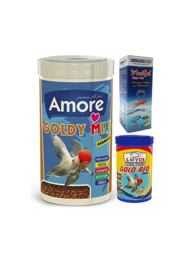 Goldy Mix ve Red Granules 1100ml Japon Balık Yemi ve Vitamini