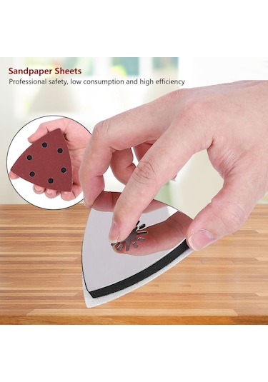 Xindoker 100 Adet 90mm Zımpara Kağıdı 60-240 + 1 Adet 80mm Üçgen Zımpara Pati Seti - Metal, Ahşap Ve Sentetik Malzemeler İçin Zımparalama Ve Parlatma
