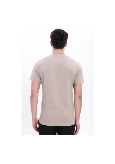 Freemen Erkek/unisex Bisiklet Yaka Basic Tişört %100 Pamuk Bej