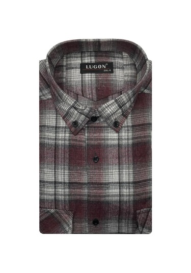 Classics Men Kaşmir Büyük Beden Klasik Çift Cepli Erkek Gömlek - 7394 Bordo