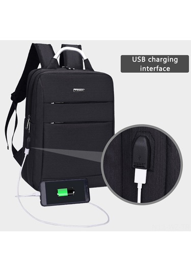 Wezone Usb Şarjlı Geniş Kapasiteli Oxford Kumaş Sırt Çantası - Gri Koyu Gri