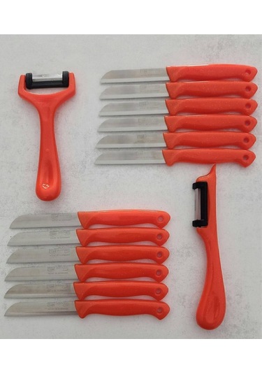 Solingen 12'li Meyve-sebze-doğrama Bıçağı Ve 2'li Soyacak 14'lü Set Turuncu