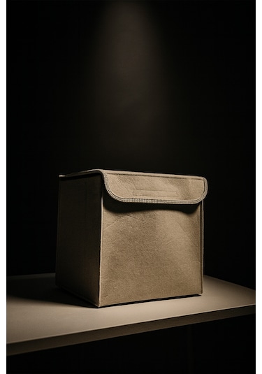 Krem Dolap İçi, Çamaşır, Oyuncak Düzenleyici, Saklama Kutusu, Keçe Sepet Organizer 29x30 Cm Krem