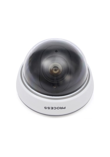 Yuntech01 Beyaz Yarı Küre Sahte Cctv Kamerası - Led Flaş Işıklı, Dış/iç Kullanım, Pil Gerektirir Pil Dahil Değil , 1 Adet