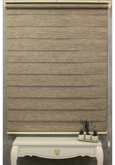 Ithal Bambu Kalın Kahverengi Zebra Stor Perde Eteüi Düz 1.kalite Alüminyum Kasa Metalayak Kahverengi