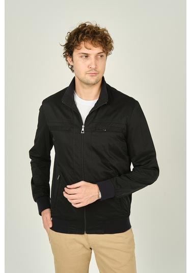 Daynax Erkek Hakim Yaka Fermuarlı Cep Detaylı Mevsimlik Spor Mont 4500 Lacivert Lacivert