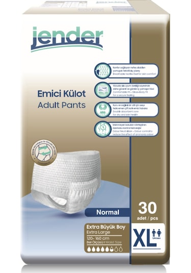 Jender Emici Külot Yetişkin Hasta Bezi XL 30'Lu