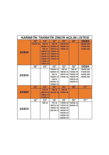 185-65-15 Ebatlarına Uyumlu Takmatik Karmatik Kar Patinaj Zinciri Space