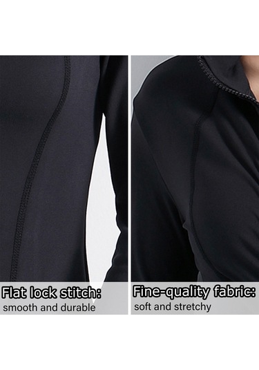 Jeemson Kadın Spor Ceketi - Nefes Alabilir, Hızlı Kuruyan, Parmak Delikli, Yoga Ve Koşu İçin SiYAH