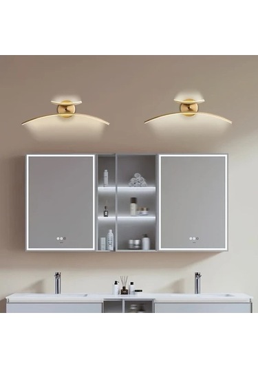 Fastbuy Dream011 Modern Minimalist Altın Led Duvar Lambası, Karartılabilir 3 Renk Sıcaklığı, Yarı Gömme Tasarım, Ev Dekoru İç Altın