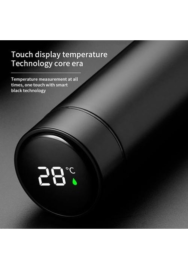 500 Ml Akıllı Su Şişesi Paslanmaz Çelik Termos Fincan Kahve Çay Kupalar Lcd Sıcaklık Ekran Sızdırmaz Spor Vakum Şişeler Su Şişeleri Antrasit - Siyah