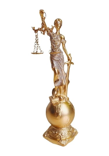 Themis Adalet Terazisi Heykeli Ve Dünya Biblo Gold 24cm