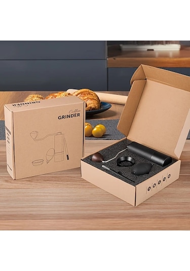 Honeybeeshop 4 Adet Manuel Kahve Cekirdegi Ogutucu Seti Simli Paslanmaz Celik Ogutucu Temizleme Fircasi Hediye Kutusu Ev Ofis Icin Ideal Hediye