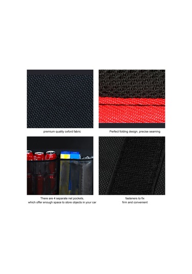 Springsun Araba Bagaj Organizer Çanta - İyileştirilmiş Model, 4 Kutu Ve 3 Çanta, Siyah-kırmızı, Oksford Kumaş Siyah