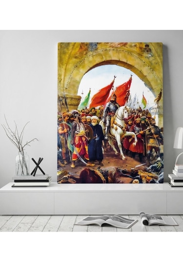 Bk Home İstanbul'un Fethi Fatih Sultan Mehmet Tasarımlı Kanvas Tablo 50x70cm-1