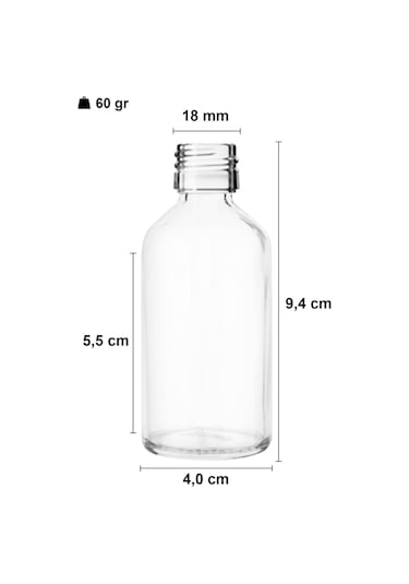 Çelik Roll On Şişesi 50 ML Sızdırmaz Siyah Kapaklı Şeffaf Cam Şişe 1 Adet