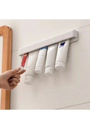 Wholesale11 Duvara Monte Uzun Diş Macunu Tutucu Çok Fonksiyonlu Beyaz