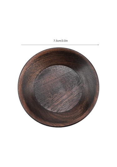 Meyve Tepsisi, Yuvarlak Çay Tabağı Masif Koyu Renk Ahşap Meyve Tepsisi Yuvarlak Yemek Servis Tepsisi Çay Çöl Kek Tabağı Tabak 7,5 Cm