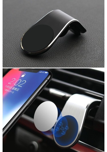 Hobibahçem Havalanndırma Izgarasına Takılabilen Mandallı Mıknatıslı Oto Araç Içi Manyetik Telefon Tutucu Siyah