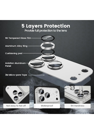 İphone 17 Pro Max Cl-20 Kamera Lens Gövde Koruyucu 9h Sertlik Ultra Hd Temperli Cam Çizilmeye Dayanıklı Koruyucu Gece Çekimi Bozmaz Gümüş