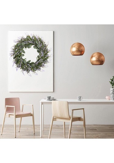 Suntek 22 İnç Lavanta Çelenk Yeşil Yapraklar Garland Mor