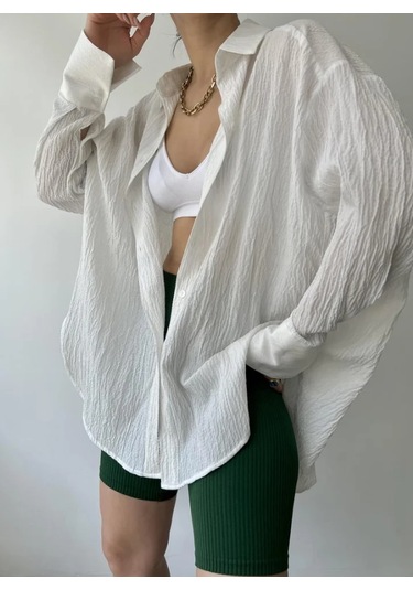 Mai Durres Oversize Kadın Gömlek - Beyaz