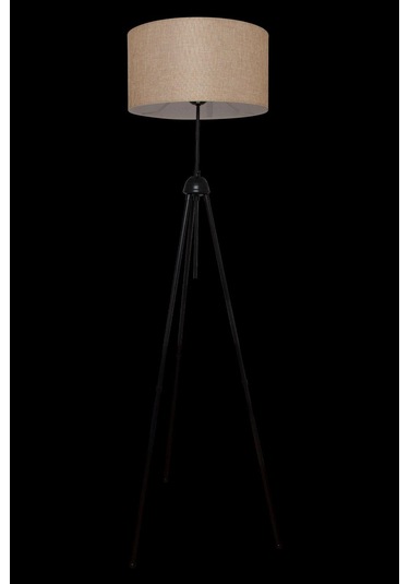 Silindir Başlıklı Sütlü Kahverengi Metal Lambader