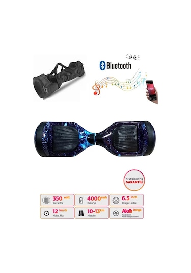 Elektrikli Kaykay Scooter Akıllı Denge Hoverboard + Hoverkart + Çanta Full Ledli Extrem Paket D12