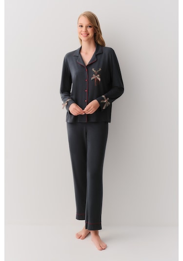 Suwen Festivity Maskülen Pijama Takımı Sh26207660b1554 Zümrüt Melanj