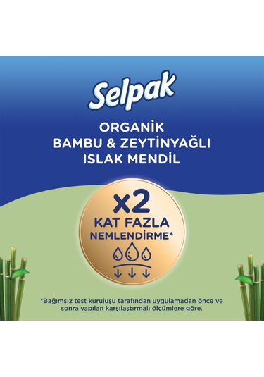 Selpak Organik Bambu Özlü&Organik Zeytinyağlı Islak Mendil 12'li